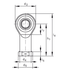 桿端軸承 GIKSL6-PS, 根據(jù) DIN ISO 12 240-4 標(biāo)準(zhǔn)，特種鋼材料，帶左旋內(nèi)螺紋，免維護(hù)