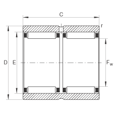 滾針軸承 RNAO20X28X26-ZW-ASR1, 無擋邊，雙列