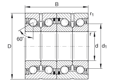 推力角接觸球軸承 ZKLN3572-2RS-2AP, 配對，雙向，兩側(cè)唇密封