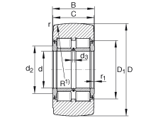 支撐型滾輪 NNTR55X140X70-2ZL, 滿裝滾子，軸向引導(dǎo)，兩側(cè)唇密封