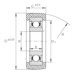 滾輪 KLRU15X47X20-2Z, 帶塑料箍，兩側(cè)密封