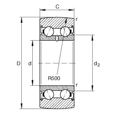 滾輪 LR50/6-2RSR, 雙向，兩側(cè)密封