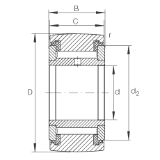 支撐型滾輪 NATV40-PP, 滿裝滾針，軸向引導(dǎo)，兩側(cè)用推力滑動墊圈