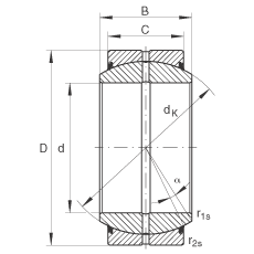 關(guān)節(jié)軸承 GE17-DO-2RS, 根據(jù) DIN ISO 12 240-1 標(biāo)準(zhǔn), 需維護，兩側(cè)唇密封
