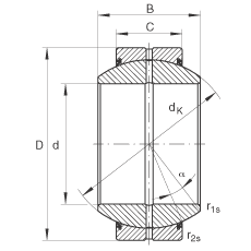關(guān)節(jié)軸承 GE60-FO-2RS, 根據(jù) DIN ISO 12 240-1 標(biāo)準(zhǔn), 需維護(hù)，兩側(cè)唇密封