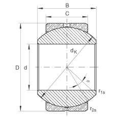 關(guān)節(jié)軸承 GE5-PB, 根據(jù) DIN ISO 12 240-1 標(biāo)準(zhǔn)，尺寸系列 K，需維護