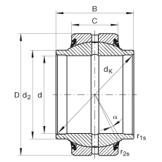 關(guān)節(jié)軸承 GE35-HO-2RS, 根據(jù) DIN ISO 12 240-1 標準, 需維護，兩側(cè)唇密封