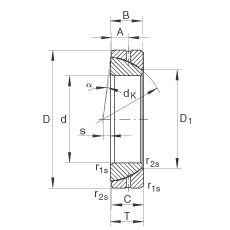 角接觸關(guān)節(jié)軸承 GE55-SX, 根據(jù) DIN ISO 12 240-2 標(biāo)準(zhǔn)，需維護