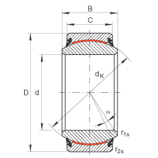 關(guān)節(jié)軸承 GE160-UK-2RS, 根據(jù) DIN ISO 12 240-1 標準, 免維護，兩側(cè)唇密封