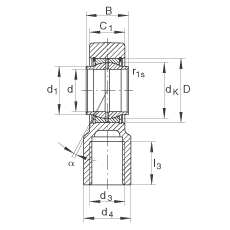 液壓桿端軸承 GIHNRK110-LO, 根據(jù) DIN ISO 12 240-4 標(biāo)準(zhǔn)，帶右旋螺紋夾緊裝置，需維護(hù)