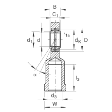 桿端軸承 GIR25-DO, 根據(jù) DIN ISO 12 240-4 標準，帶右旋內(nèi)螺紋，需維護