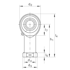 桿端軸承 GIKR22-PB, 根據(jù) DIN ISO 12 240-4 標(biāo)準(zhǔn)，帶右旋內(nèi)螺紋，需維護(hù)