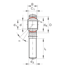 桿端軸承 GAKL25-PW, 根據(jù) DIN ISO 12 240-4 標(biāo)準(zhǔn)，帶左旋外螺紋，需維護