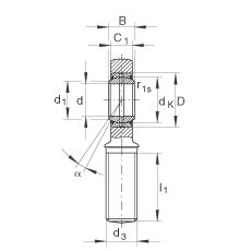 桿端軸承 GAL12-DO, 根據(jù) DIN ISO 12 240-4 標(biāo)準(zhǔn)，帶左旋外螺紋，需維護(hù)