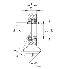液壓桿端軸承 GK60-DO, 根據(jù) DIN ISO 12 240 標(biāo)準(zhǔn)，帶焊接面，需維護(hù)
