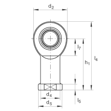 桿端軸承 GIR60-UK-2RS, 根據(jù) DIN ISO 12 240-4 標準，帶右旋內(nèi)螺紋，免維護，兩側(cè)唇密封