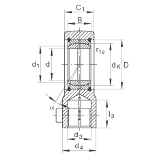 液壓桿端軸承 GIHRK20-DO, 根據(jù) DIN ISO 12 240-4 標(biāo)準(zhǔn)，帶右旋螺紋夾緊裝置，需維護(hù)
