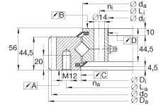交叉滾子軸承 XSA140844-N, 標(biāo)準(zhǔn)系列 14， 外部的齒輪齒，兩側(cè)唇密封