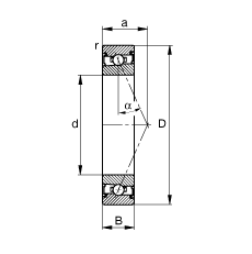 主軸軸承 HSS71921-E-T-P4S, 調(diào)節(jié)，成對安裝，接觸角 α = 25°，兩側(cè)唇密封，非接觸，限制公差