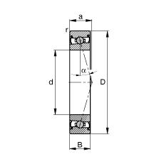 主軸軸承 HCS7002-C-T-P4S, 調(diào)節(jié)，成對安裝，接觸角 α = 15°，兩側(cè)唇密封，非接觸，限制公差