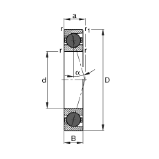 主軸軸承 HCB7217-C-T-P4S, 調(diào)節(jié)，成對或單元安裝，接觸角 α = 15°，陶瓷球，限制公差