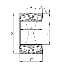 圓錐滾子軸承 30240-A-N11CA, 根據(jù) DIN ISO 355 / DIN 720 標(biāo)準(zhǔn)的主要尺寸，可分離，X型成對(duì)布置，有軸向內(nèi)部游隙
